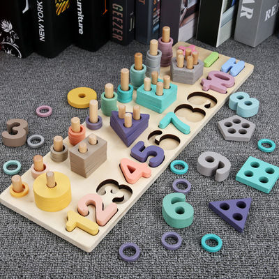 Geometryczne 14cm drewniane zabawki matematyczne Montessori matematyczne bloki nauczanie przedszkolne