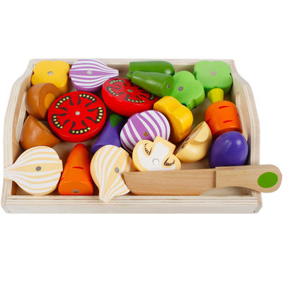 Montessori 9,5cm Drewniana Magnetyczna Zabawka Warzywna do cięcia owoców