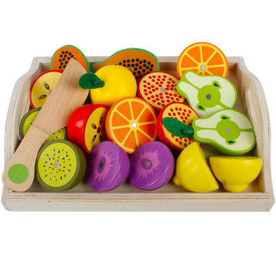 Montessori 9,5cm Drewniana Magnetyczna Zabawka Warzywna do cięcia owoców