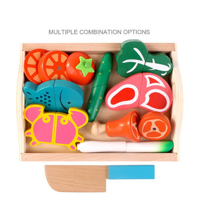 Montessori 9,5cm Drewniana Magnetyczna Zabawka Warzywna do cięcia owoców