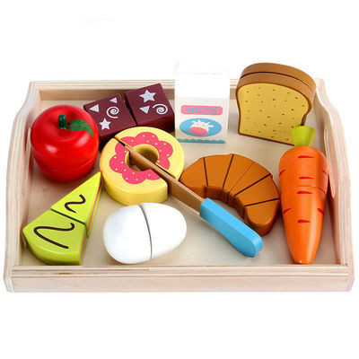 Montessori 9,5cm Drewniana Magnetyczna Zabawka Warzywna do cięcia owoców