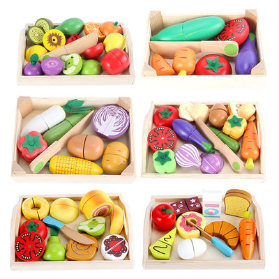 Montessori 9,5cm Drewniana Magnetyczna Zabawka Warzywna do cięcia owoców
