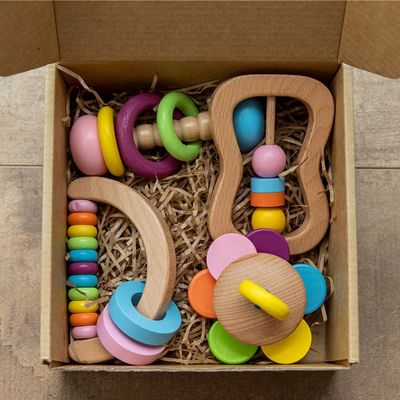 Grzechotka Smoczka 11,6cm Drewniana Zabawka Ząbkująca Drewniana Grzechotka Gryzak Spożywczy