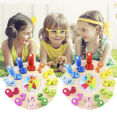 Geometria Zegar Drewniane Puzzle Numery Zabawka licząca Montessori