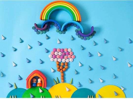 6 sztuk Rainbow Stacker Montessori Edukacyjne drewniane zabawki