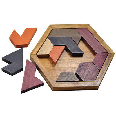 Sześciokątne drewniane puzzle Montessori dla dzieci