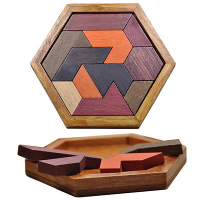 Sześciokątne drewniane puzzle Montessori dla dzieci