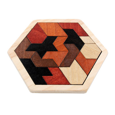 Sześciokątne drewniane puzzle Montessori dla dzieci