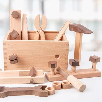 Drewniany wielofunkcyjny zestaw naprawczy Montessori dla chłopców