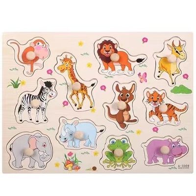 Ręcznie chwyć 3D drewniane puzzle Montessori do edukacji niemowląt