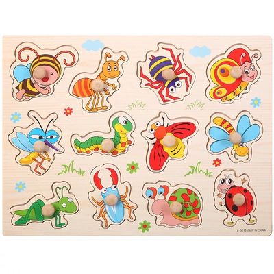 Ręcznie chwyć 3D drewniane puzzle Montessori do edukacji niemowląt