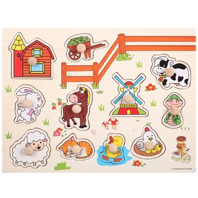 Ręcznie chwyć 3D drewniane puzzle Montessori do edukacji niemowląt