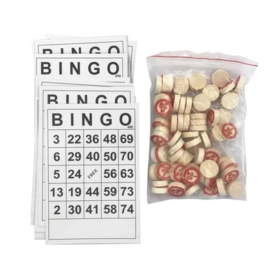 Vintage drewniane szachy Bingo z 40 kartami liczbowymi Bingo DIY