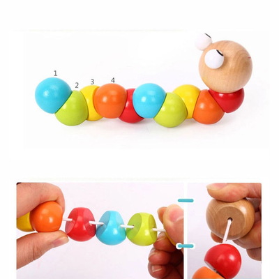 Nowy Rainbow Worm Twist Puppet Poznanie Zabawa Zabawki Edukacyjne Zmienny Kształt Drewniane Bloki Dzieci Kolorowe Caterpillar Ba