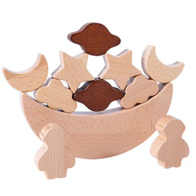 Montessori zabawki edukacyjne dla dzieci drewniane klocki gwiazdy księżyc ułożone bloki drewniane zabawki Diy Baby Balance Training Cons