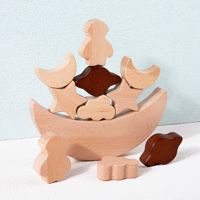 Montessori zabawki edukacyjne dla dzieci drewniane klocki gwiazdy księżyc ułożone bloki drewniane zabawki Diy Baby Balance Training Cons