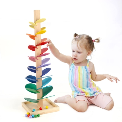 Montessori edukacyjne klocki zabawkowe drewniane drzewo muzyczne z marmurową kulą Run Track gra dziecko dzieci dzieci inteligencja drewno