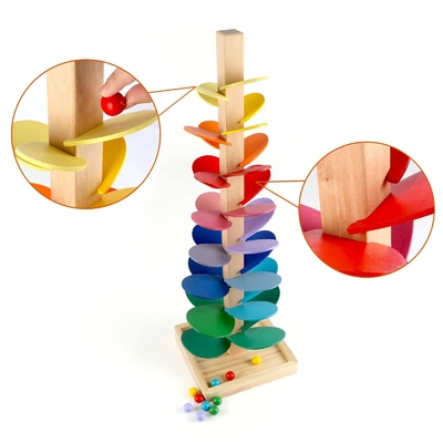 Montessori edukacyjne klocki zabawkowe drewniane drzewo muzyczne z marmurową kulą Run Track gra dziecko dzieci dzieci inteligencja drewno