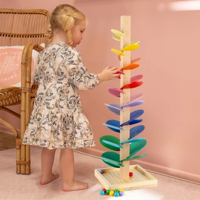Montessori edukacyjne klocki zabawkowe drewniane drzewo muzyczne z marmurową kulą Run Track gra dziecko dzieci dzieci inteligencja drewno