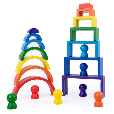 Drewniane klocki Montessori Rainbow edukacyjne dla dzieci