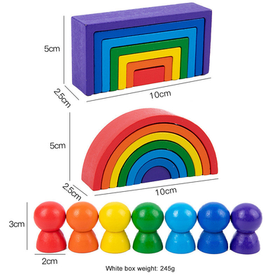 Drewniane klocki Montessori Rainbow edukacyjne dla dzieci