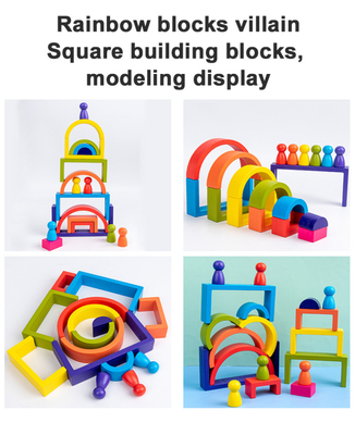 Drewniane klocki Montessori Rainbow edukacyjne dla dzieci