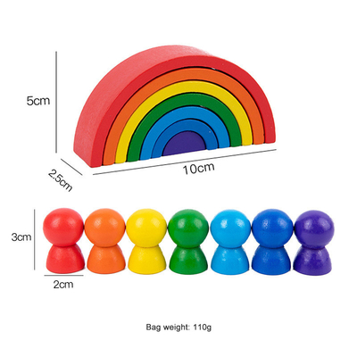 Drewniane klocki Montessori Rainbow edukacyjne dla dzieci