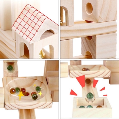 60 sztuk Drewniany Marmurowy Tor Montaż Klocki Piłka Puzzle Dzieci Zabawki Edukacyjne Dla Dzieci Prezent