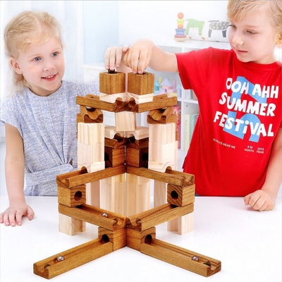 60 sztuk Drewniany Marmurowy Tor Montaż Klocki Piłka Puzzle Dzieci Zabawki Edukacyjne Dla Dzieci Prezent