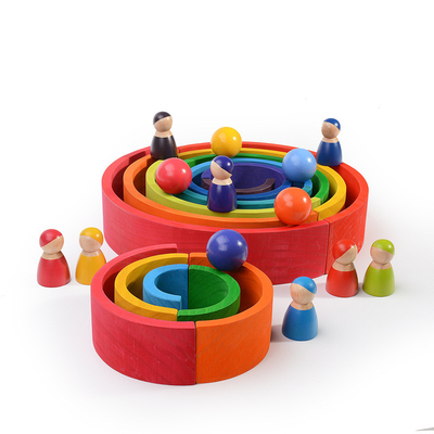 DIY 3D Drewniane zabawki Tęczowe klocki Duży rozmiar dla dzieci Dzieci