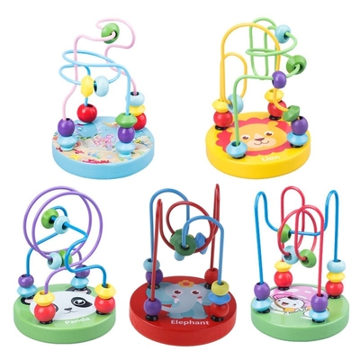 Montessori drewniane zabawki dla dzieci drewniane koła koralik drut labirynt Roller Coaster edukacyjne drewniane puzzle zabawki dla dzieci