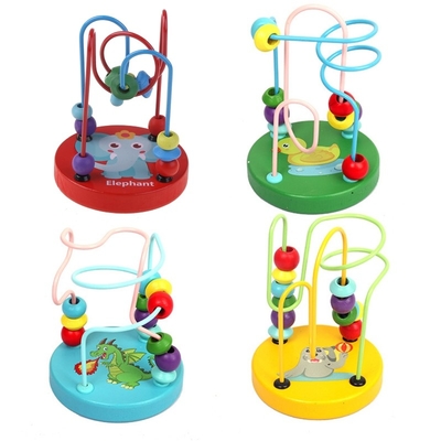 Montessori drewniane zabawki dla dzieci drewniane koła koralik drut labirynt Roller Coaster edukacyjne drewniane puzzle zabawki dla dzieci