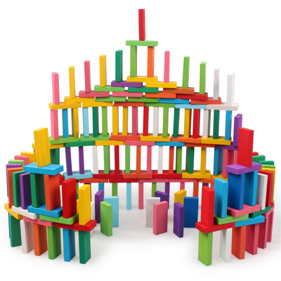 Drewniane Rainbow Domino Klocki 120 sztuk dla dzieci edukacyjne