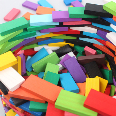 Drewniane Rainbow Domino Klocki 120 sztuk dla dzieci edukacyjne