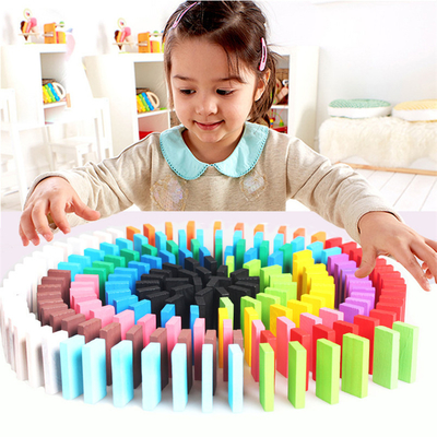 Drewniane Rainbow Domino Klocki 120 sztuk dla dzieci edukacyjne