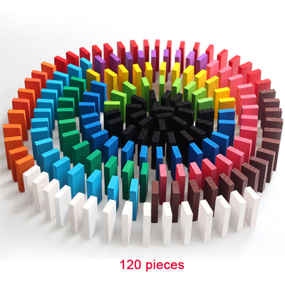 Drewniane Rainbow Domino Klocki 120 sztuk dla dzieci edukacyjne