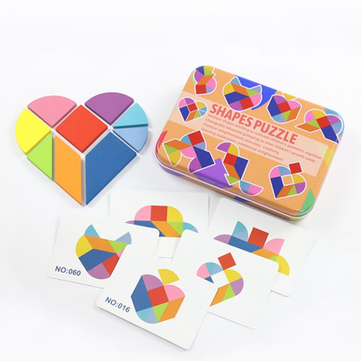 3D drewniany wzór zwierząt puzzle jigsaw kolorowe Tangram zabawki dla dzieci Montessori wczesna edukacja sortowanie gry zabawki dla dzieci
