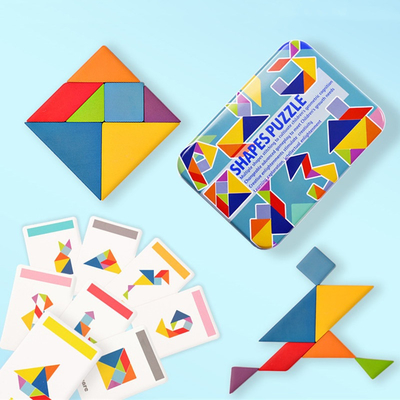 3D drewniany wzór zwierząt puzzle jigsaw kolorowe Tangram zabawki dla dzieci Montessori wczesna edukacja sortowanie gry zabawki dla dzieci