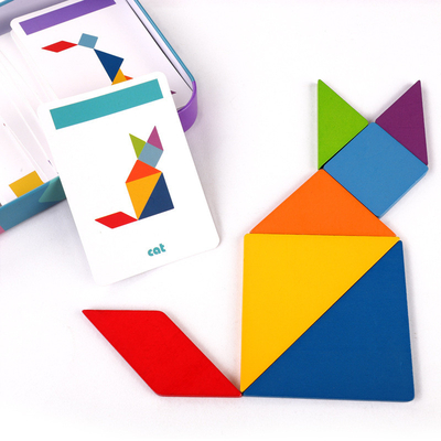 3D drewniany wzór zwierząt puzzle jigsaw kolorowe Tangram zabawki dla dzieci Montessori wczesna edukacja sortowanie gry zabawki dla dzieci