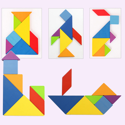 3D drewniany wzór zwierząt puzzle jigsaw kolorowe Tangram zabawki dla dzieci Montessori wczesna edukacja sortowanie gry zabawki dla dzieci