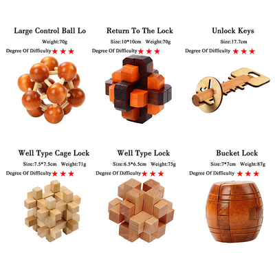 Drewniany zestaw puzzli Kong Ming Luban Lock IQ gra logiczna dla dorosłych dzieci zabójca czasu łamigłówka 3 poziomy stopni gra zabawka