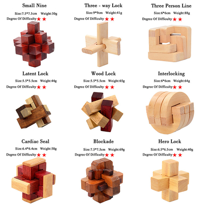 Drewniany zestaw puzzli Kong Ming Luban Lock IQ gra logiczna dla dorosłych dzieci zabójca czasu łamigłówka 3 poziomy stopni gra zabawka