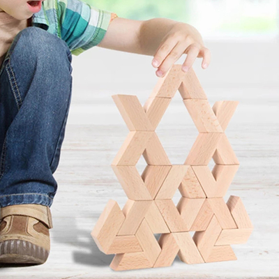 16 sztuk V Kształt Naturalne Duże Drewniane Klocki 3D Zabawki Dla Dzieci Odmalować Drewniane Montessori Edukacyjne Bloki Do Układania w Układanie