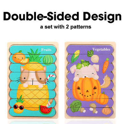 Dwustronna taśma puzzle 3D zabawka dla dziecka drewniane materiały Montessori zabawki edukacyjne dla dzieci duże cegły dzieci uczą się