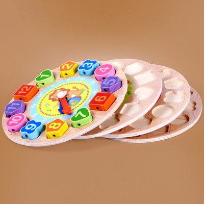 Kolorowe drewniane cyfrowy zegar z koralikami Montessori zwierząt koraliki edukacyjne puzzle gadżety pasujące zabawki zegar Kid