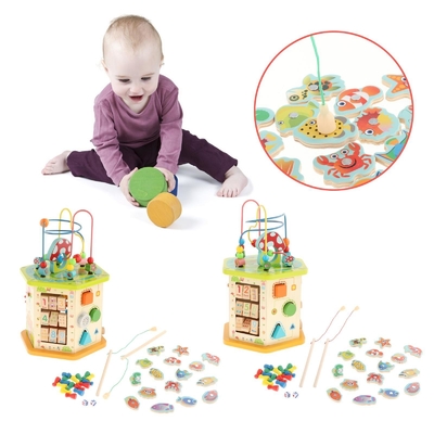 Montessori Duża drewniana kostka do aktywności na Nowy Rok Dzieci Niemowlę
