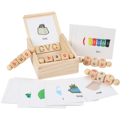 Montessori Drewniane klocki do czytania Obracanie liter Spinning alfabetu Nauka