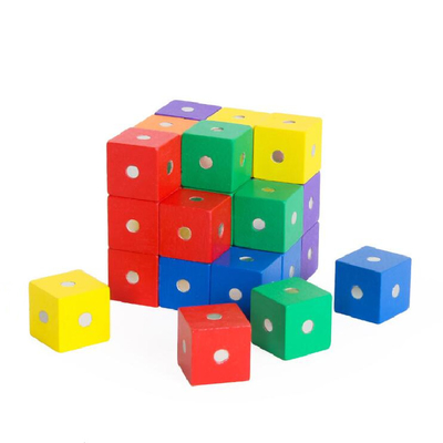 Edukacyjne kwadratowe kostki Rainbow Magnetyczne bloki 10 szt. 2X2X2cm Drewniane