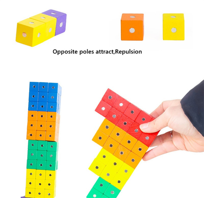 Edukacyjne kwadratowe kostki Rainbow Magnetyczne bloki 10 szt. 2X2X2cm Drewniane