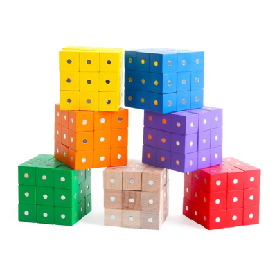Edukacyjne kwadratowe kostki Rainbow Magnetyczne bloki 10 szt. 2X2X2cm Drewniane